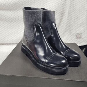 J. Crew Black Spazzo Ribbed-knit Cuff Boot Size 9